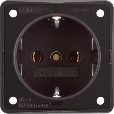 Berker Steckdose SCHUKO 941852501 Integro Modul-Einsatz | Schraubklemmen | Einbau | IP44 | 16A 250V | braun matt