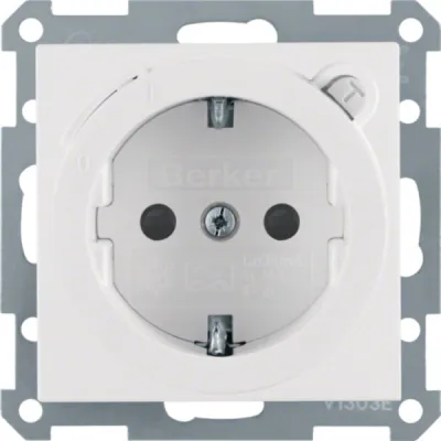 Berker SCHUKO Steckdose 47081909 | FI-Schutzschalter | Unterputz | 16A 250V | erhöhter Berührungsschutz | polarweiß matt