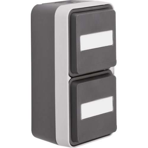 Bild: Berker SCHUKO-Steckdose 2f gr senkr.Klappd.Beschr. 47703545