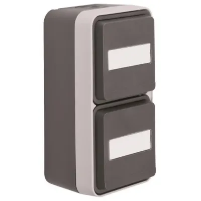 Berker Steckdose SCHUKO 2-fach 47703535 | Aufputz IP55 | senkrecht | mit Klappdeckel & Beschriftungsfeld | grau matt