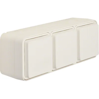 Berker SCHUKO Steckdose 3fach Aufputz | waagerecht | IP55 | Klappdeckel | W.1 | polarweiß | halogenfrei | Kunststoff