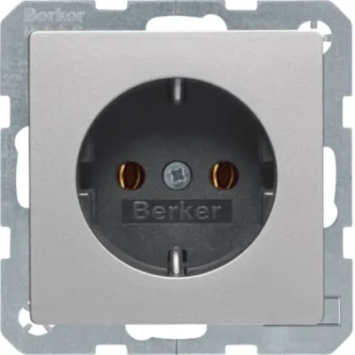 Berker SCHUKO Steckdose 47436084 | Unterputz IP20 | Steckklemmen | 16A 250V | Kunststoff matt lackiert | Aluminium