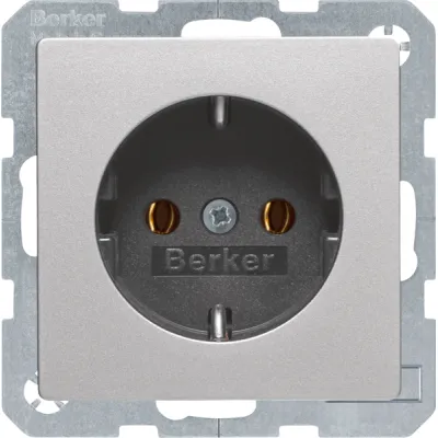 Berker SCHUKO Steckdose 47436084 | Unterputz IP20 | Steckklemmen | 16A 250V | Kunststoff matt lackiert | Aluminium