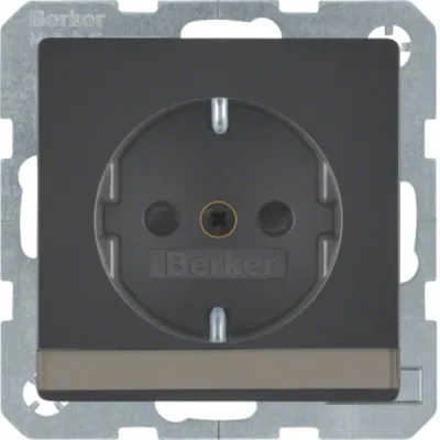 Berker SCHUKO-Steckdose anth/sa m. Beschriftungsfel 47496086