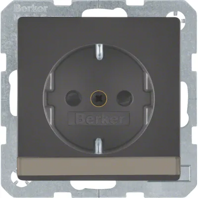 Berker SCHUKO-Steckdose anth/sa m. Beschriftungsfel 47496086