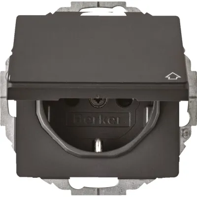 Berker SCHUKO-Steckdose anth/sa m. Klappdeckel 47446086