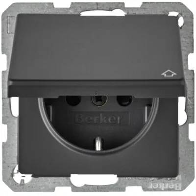 Berker SCHUKO Steckdose 47516086 | Q.1/Q.3 UP | Klappdeckel | Berührungsschutz | 16A 250V | anthrazit matt