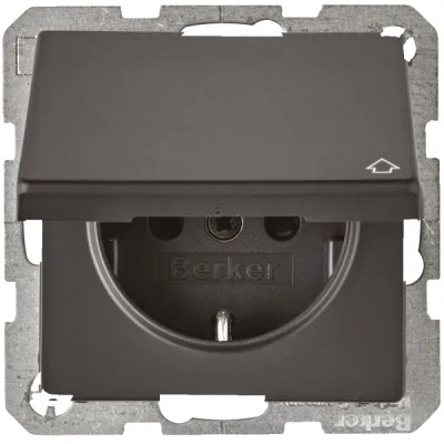Berker SCHUKO Steckdose 47516086 | Q.1/Q.3 UP | Klappdeckel | Berührungsschutz | 16A 250V | anthrazit matt