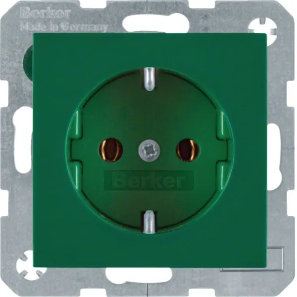 Berker SCHUKO-Steckdose 47438913 | Unterputz S.1/B.3/B.7 | 16A 250V | Steckklemmen | Kunststoff glänzend | grün