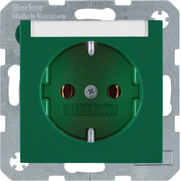 Berker SCHUKO-Steckdose 47508903 | Unterputz | S.1/B.3/B.7 | Beschriftungsfeld | 16A | grün glänzend | halogenfrei