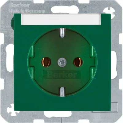 Berker SCHUKO-Steckdose 47508903 | Unterputz | S.1/B.3/B.7 | Beschriftungsfeld | 16A | grün glänzend | halogenfrei