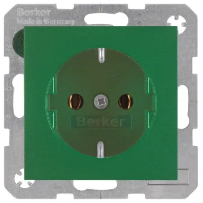 Berker SCHUKO Steckdose 47431913 S.1/B.3/B.7 | Unterputz IP20 | Steckklemme | Thermoplast matt | grün RAL 6029