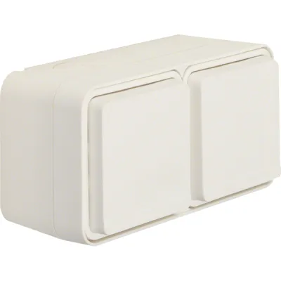 Berker SCHUKO Steckdose 2-fach Aufputz 47843512 | IP55 | waagerecht | Klappdeckel | Kunststoff | matt | polarweiß