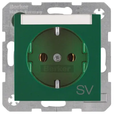 Berker SCHUKO-Steckdose 47508913 | mit Beschriftungsfeld SV | Unterputz IP20 | grün glänzend | 16A 250V