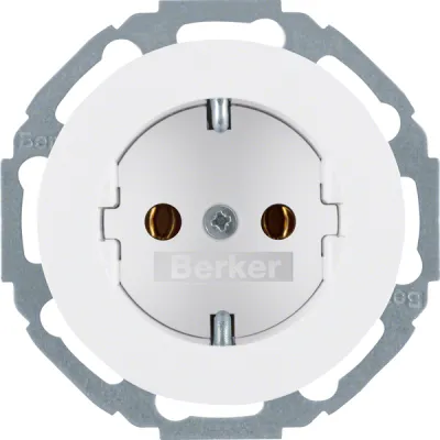 Berker SCHUKO Steckdose 47452089 | Serie R.Classic | Unterputz | 16A 250V | Steckklemmen | glänzend | polarweiß