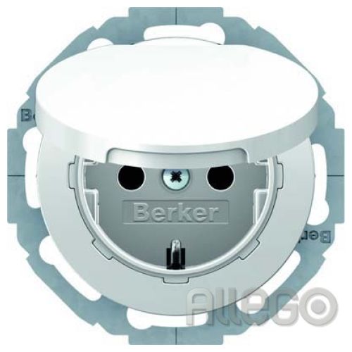 Bild: Berker SCHUKO-Steckdose pows/gl m. Klappdeckel 47442089