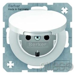 Berker SCHUKO-Steckdose pows/gl m. Klappdeckel 47512089