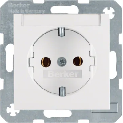 Berker SCHUKO Steckdose 47501909 | polarweiß matt | Unterputz | 16A | Beschriftungsfeld | halogenfrei