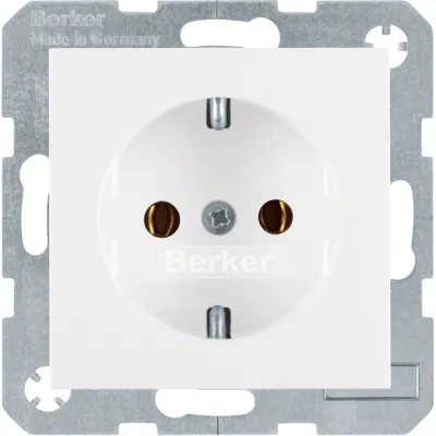 Berker SCHUKO Steckdose 41438989 | Unterputz | 16A 250V | Schraubklemmen | Kunststoff glänzend | polarweiß
