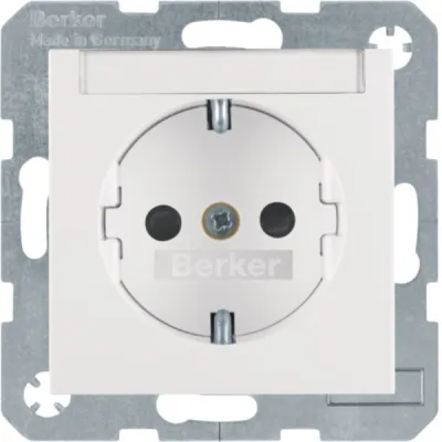 Berker SCHUKO-Steckdose UP 47498989 | polarweiß glänzend | Beschriftungsfeld | Berührungsschutz | IP20 | 16A