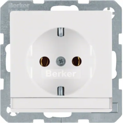 Berker SCHUKO Steckdose 47506089 Q.1 | Unterputz | Beschriftungsfeld | 16A 250V | IP20 | Duroplast | matt | polarweiß