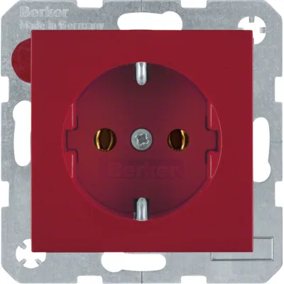 Berker SCHUKO Steckdose 47438912 S.1/B.3/B.7 Unterputz | 16A 250V | Glas glänzend | Steckklemmen | Kunststoff | rot