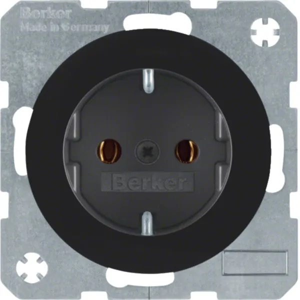 Berker Steckdose SCHUKO 47432045 R.1/R.3 | Unterputz | 16A 250V | Steckklemmen | Kunststoff glänzend | schwarz