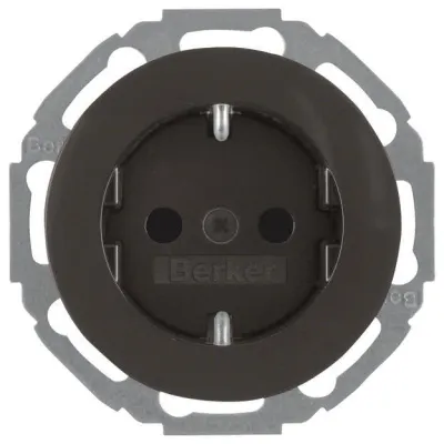 Berker SCHUKO Steckdose 47552045 | R.classic Unterputz | erhöhter Berührungsschutz | Kunststoff glänzend | schwarz