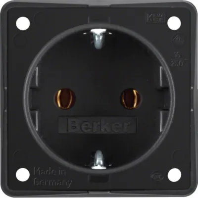 Berker SCHUKO-Steckdose 947782503 | Integro Einsatz | 16A 250V | Steckklemmen | Einbau | matt | schwarz
