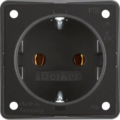 Berker SCHUKO-Steckdose 947782503 | Integro Einsatz | 16A 250V | Steckklemmen | Einbau | matt | schwarz