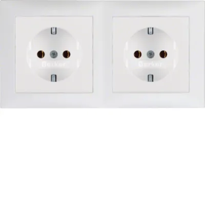 Berker Steckdosen-Kombination 2-fach SCHUKO S.1 47209909 | Unterputz | 16A 250V | Kunststoff | matt | polarweiß