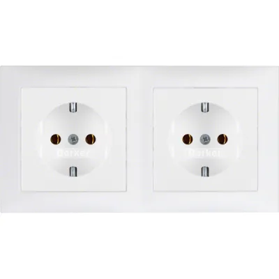 Berker Steckdosen-Kombination 2-fach SCHUKO S.1 47209909 | Unterputz | 16A 250V | Kunststoff | matt | polarweiß