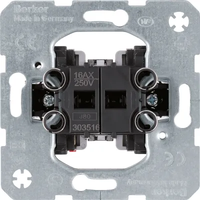 Berker Serienschalter 303516 | Aus-/Wechselschalter Unterputz | 16AX 250V | 2-fach Wippe | IP20 | Halogenfrei