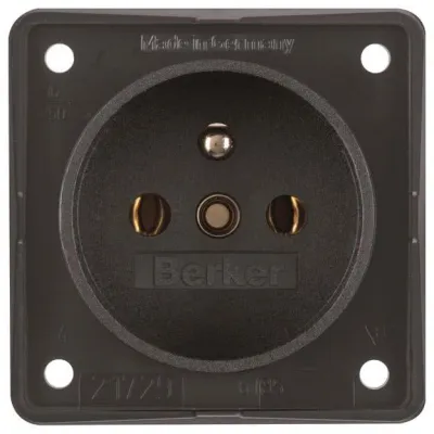 BERKER Steckdose 9618505 mit SCHUKO-Stift schwarz matt