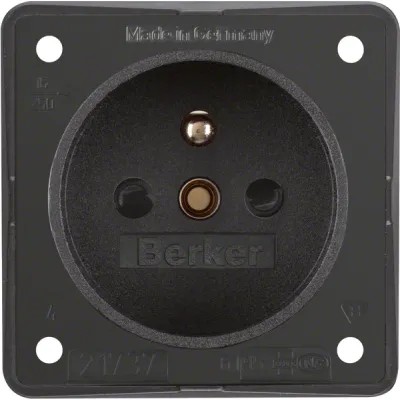 BERKER Steckdose 961952505 | Schutzkontakt | Einbau | 2-polig + Erde | erhöhter Berührungsschutz | anthrazit matt