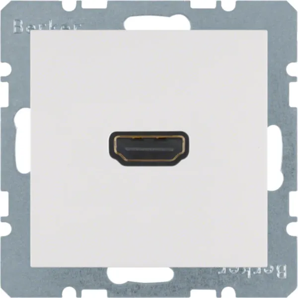 Berker HDMI-Steckdose 3315428989 S.1/B.3/B.7 | 1x HDMI Typ A | vergoldete Kontakte | polarweiß glänzend