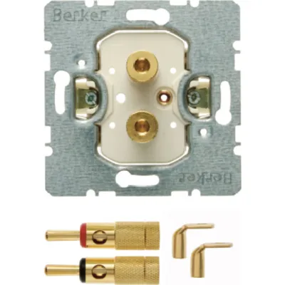 Berker Lautsprecher-Steckdose 450502 | High End | vergoldete Bananenbuchsen | Unterputz | halogenfrei | Gold