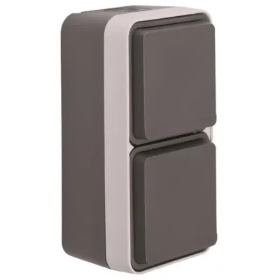 Berker Steckdose SCHUKO 47703555 | 2-fach senkrecht Aufputz | IP55 | Klappdeckel | erhöhter Berührungsschutz | grau