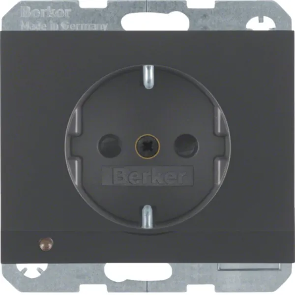 Berker Steckdose SCHUKO 41097006 | LED-Orientierungslicht | Unterputz | erhöht. Berührungsschutz | anthrazit matt | IP20