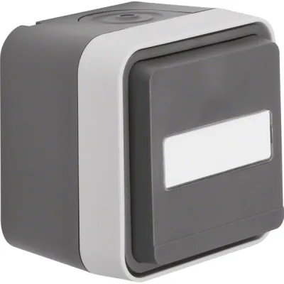 Berker SCHUKO Steckdose 47413515 | Aufputz | Klappdeckel | Beschriftungsfeld | IP55 | grau matt