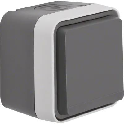 Berker SCHUKO Steckdose 47633505 W.1 | Aufputz IP55 | Klappdeckel | erhöhter Berührungsschutz | Steckklemmen | grau matt