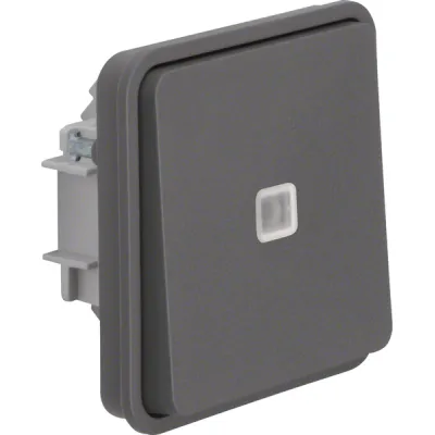 Berker Taster-Einsatz 50463525 | Wipptaster Wechsler | LED-Signallampe | IP55 Aufputz | 10A 250V | grau matt
