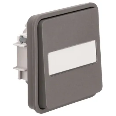 Berker Taster-Einsatz 50413515 | Wipptaster Schließer | beleuchtet | Beschriftungsfeld | IP55 | Unterputz/Aufputz | grau