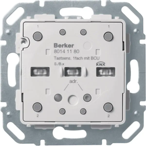 Berker Tastsensor-Modul 1fach 80141180 | KNX Unterputz | Busankoppler integriert | LED-Anzeige | IP21 | grau RAL 7035