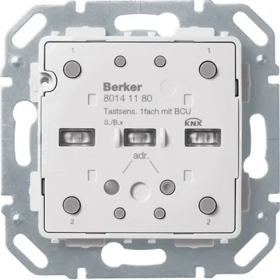 Berker Tastsensor-Modul 1fach 80141180 | KNX Unterputz | Busankoppler integriert | LED-Anzeige | IP21 | grau RAL 7035
