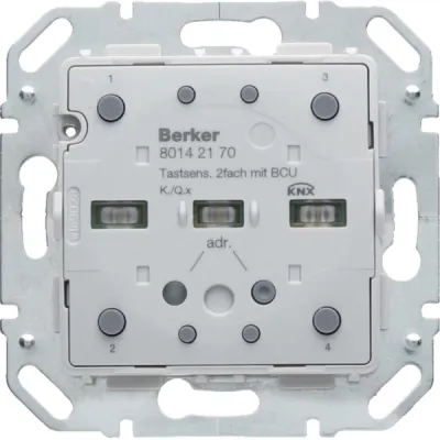 Berker Tastsensor-Modul 2fach 80142170 KNX UP | Busankoppler | LED-Anzeige | Diebstahlschutz | grau RAL 7035