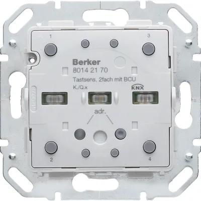Berker Tastsensor-Modul 2fach 80142170 KNX UP | Busankoppler | LED-Anzeige | Diebstahlschutz | grau RAL 7035