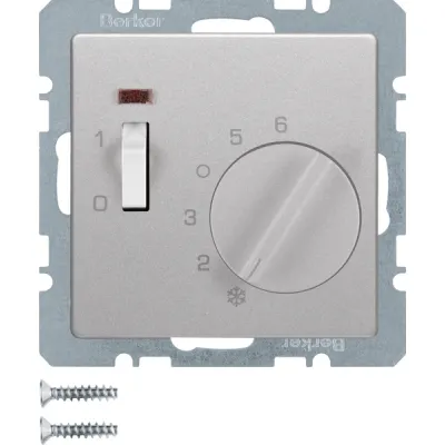 Berker Temperaturregler 20306084 | Raumthermostat Unterputz 230V 10A | Öffner Bimetall | IP20 | alu samt lackiert