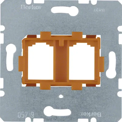 Berker Tragplatte 454109 für Modular Jacks | 2-fach Basiselement | Unterputz | Schraubbefestigung | halogenfrei | orange