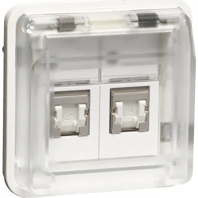 Berker UAE Steckdose 8/8-polig geschirmt 14103502 | Cat.6 | 2x RJ45 | Aufputz & Unterputz | polarweiß matt